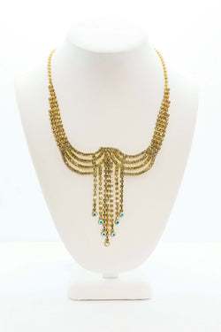 Gold Dangling Necklace with Diamantes - Trendz & Traditionz Boutique