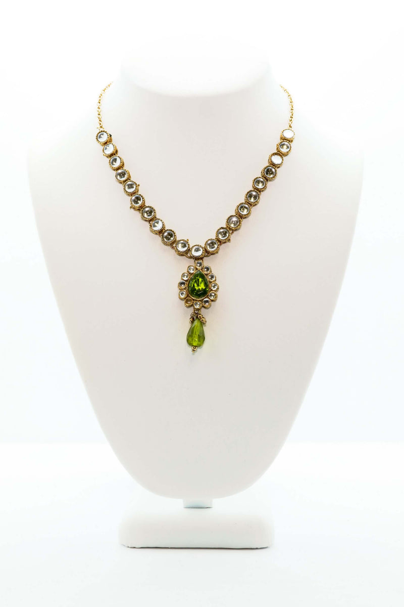 Golden Green stone Necklace- Trendz & Traditionz Boutique