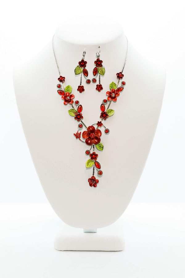 Maroon Flower Vine Necklace - High Quality Jewelry and Accessories