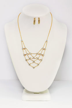 Sterling Silver Gold Three Layered Necklace Set - Trendz & Traditionz Boutique 