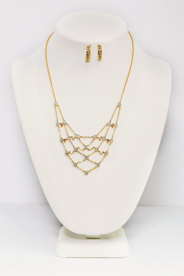 Sterling Silver Gold Three Layered Necklace Set - Trendz & Traditionz Boutique 