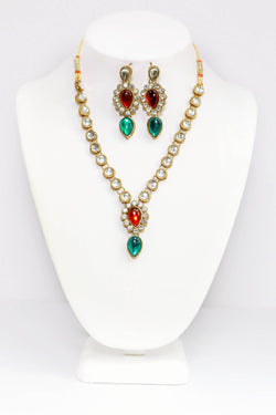 Handcrafted Red & Green Jewelry Set - Indian - South Asian Accessories