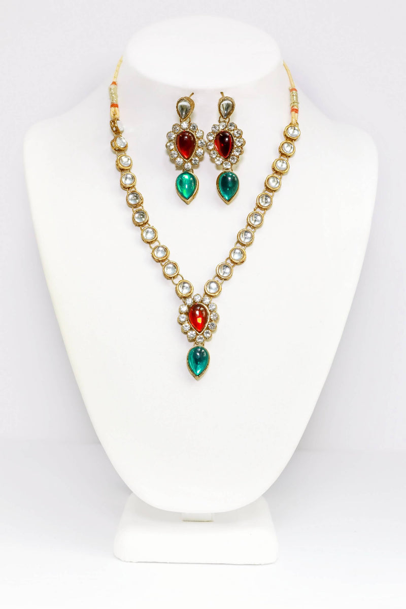 Handcrafted Red & Green Jewelry Set - Indian - South Asian Accessories