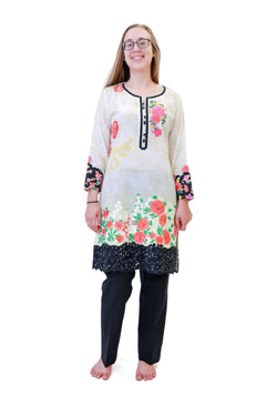 Black & White Floral Salwar Kameez-Suit - Trendz & Traditionz Boutique 