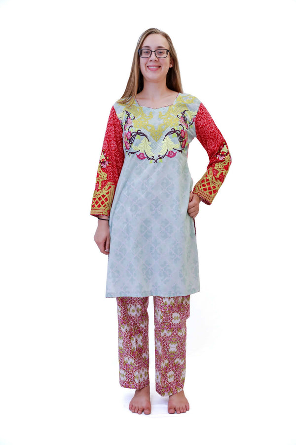 Multi Color Cotton Salwar Kameez - Suit - South Asian Fashion