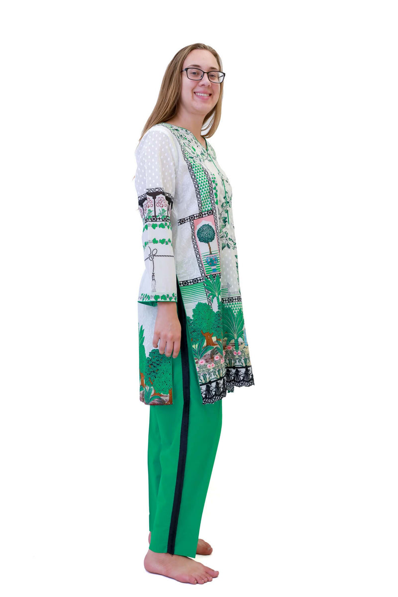 Green Garden Gul Ahmed Lawn Salwar Kameez-Suit - Trendz & Traditionz Boutique 