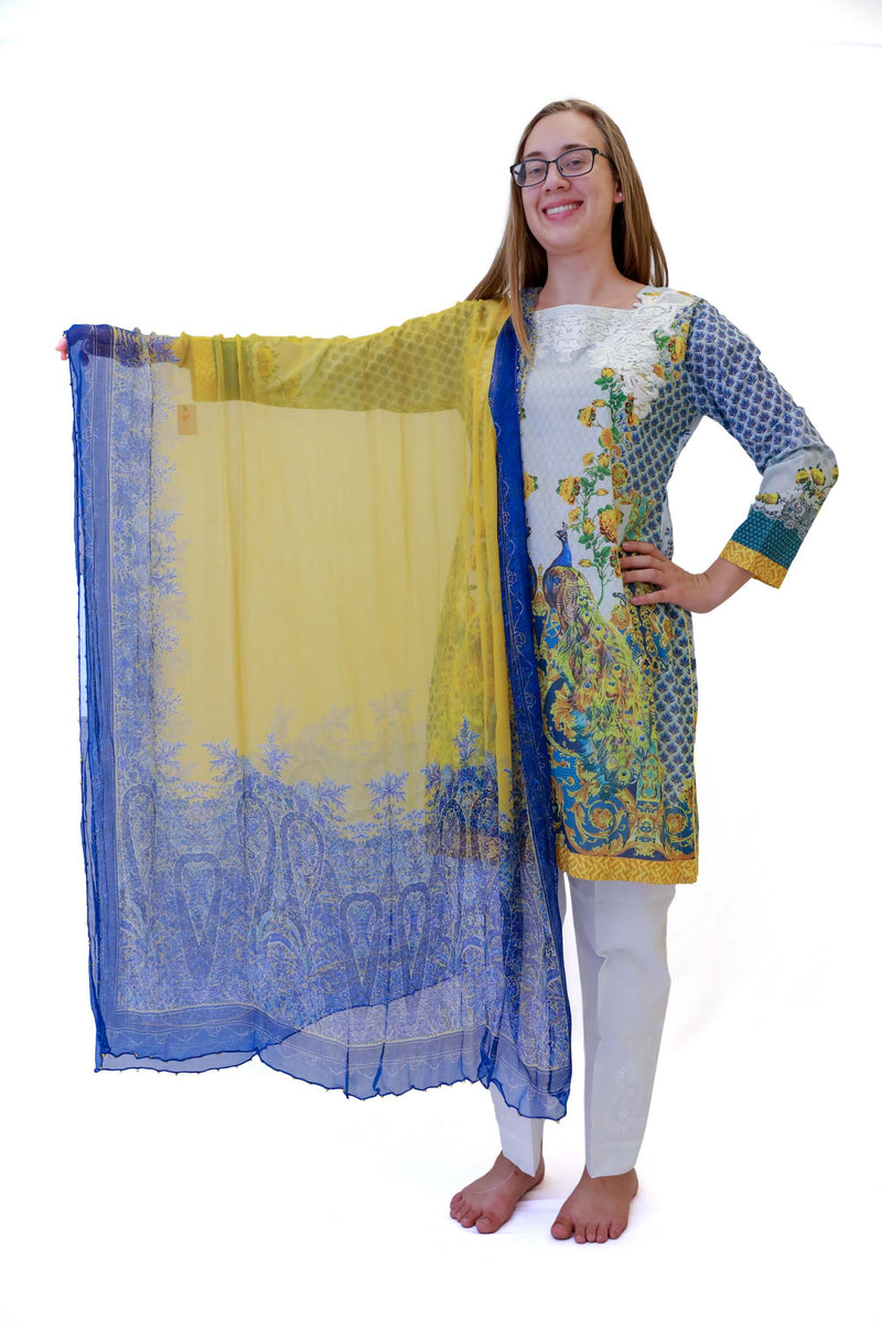 Blue & Yellow Salwar Kameez Suit - Trendz & Traditionz Boutique