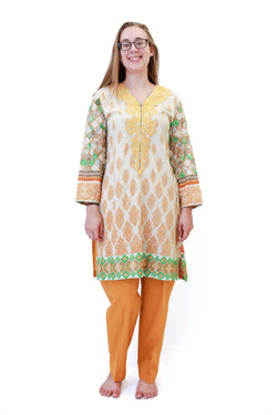 Orange & Beige Salwar Kameez - Suit - Women's South Asian Fashion