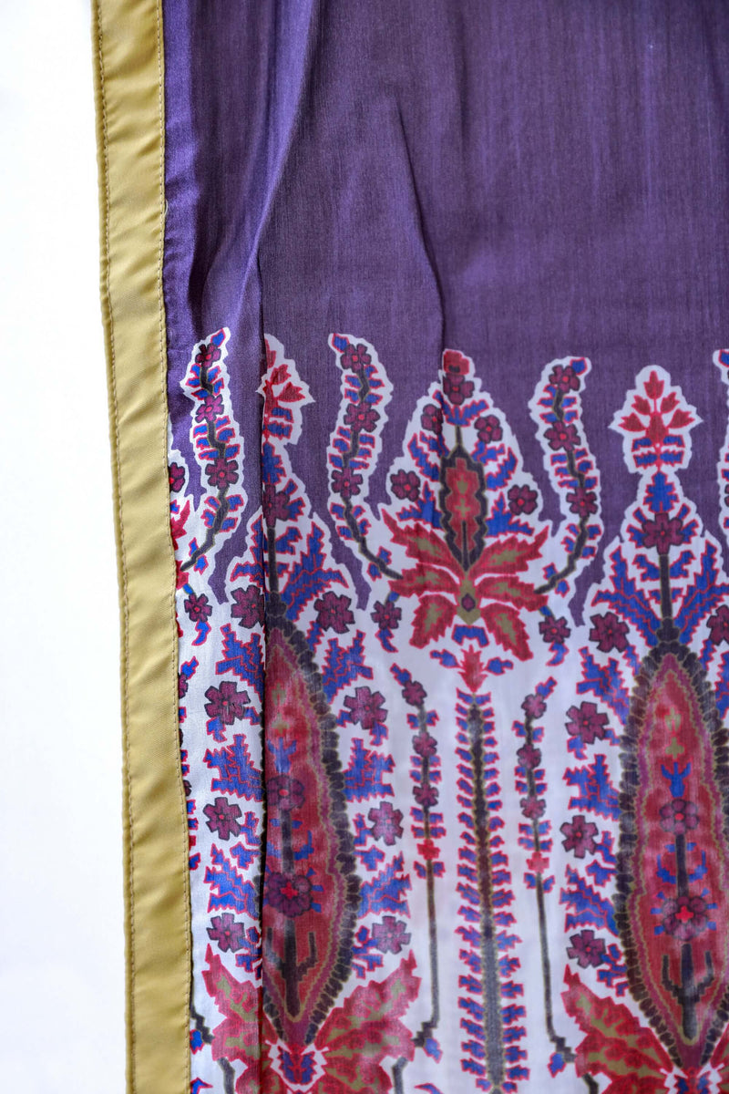 Purple & Beige Cotton Salwar Kameez - Suit - South Asian Fashion
