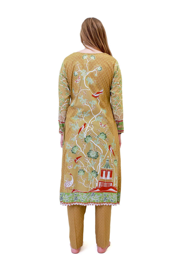 Green Cotton Salwar Kameez - Maria B Suit - South Asian Designer Fashion