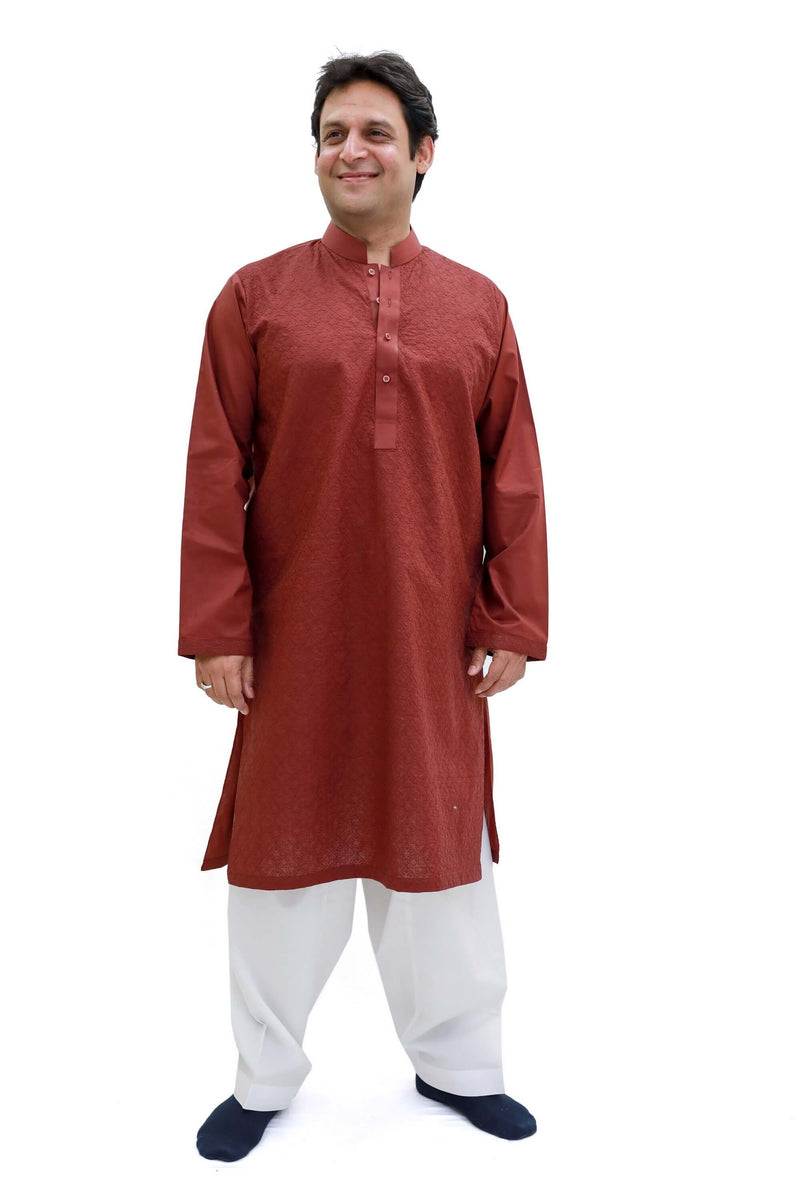 Maroon Cotton Embossed Shirt - Trendz & Traditionz Boutique