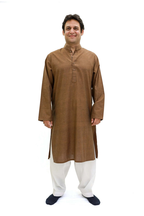 Men's Cotton Brown Kurti - Trendz & Traditionz Boutique