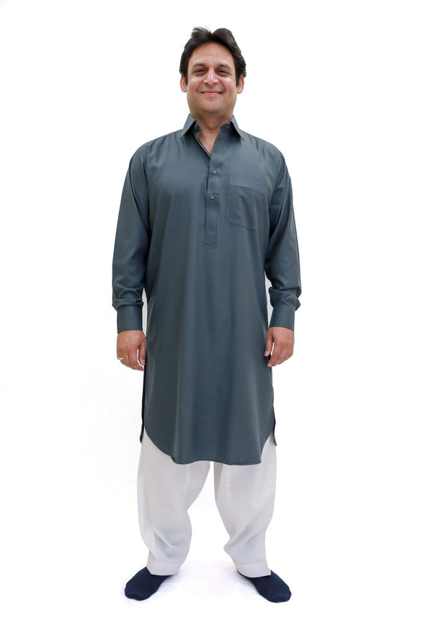 Blue Grey Men's Shirt - South Asian Fashion & Unique Home Decor