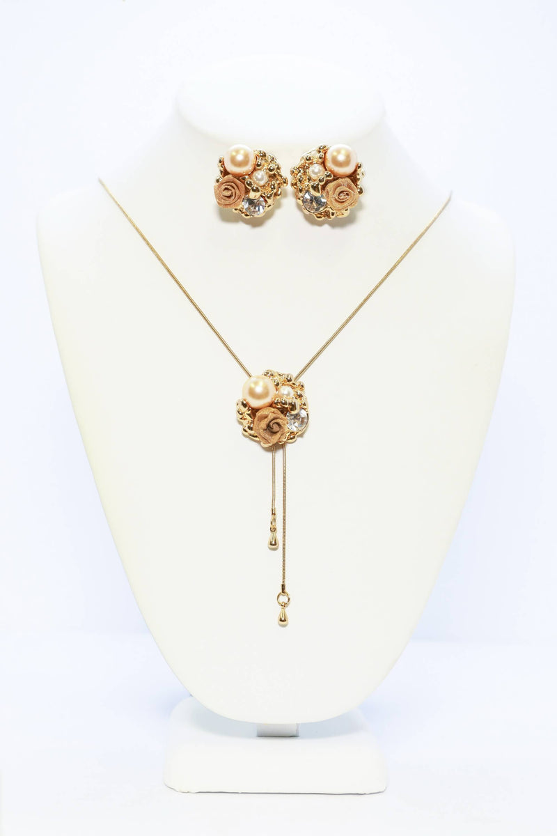 Floral Golden Necklace and Earring Set - Trendz & Traditionz Boutique