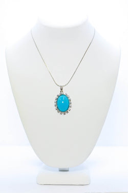 Blue Pendant Silver Necklace - Trendz & Traditionz Boutique