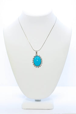 Blue Pendant Silver Necklace - Trendz & Traditionz Boutique