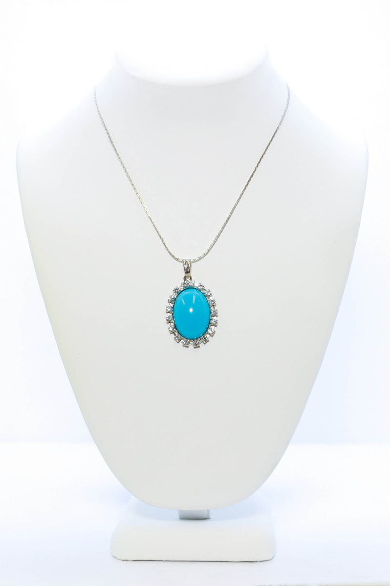Blue Pendant Silver Necklace - Trendz & Traditionz Boutique