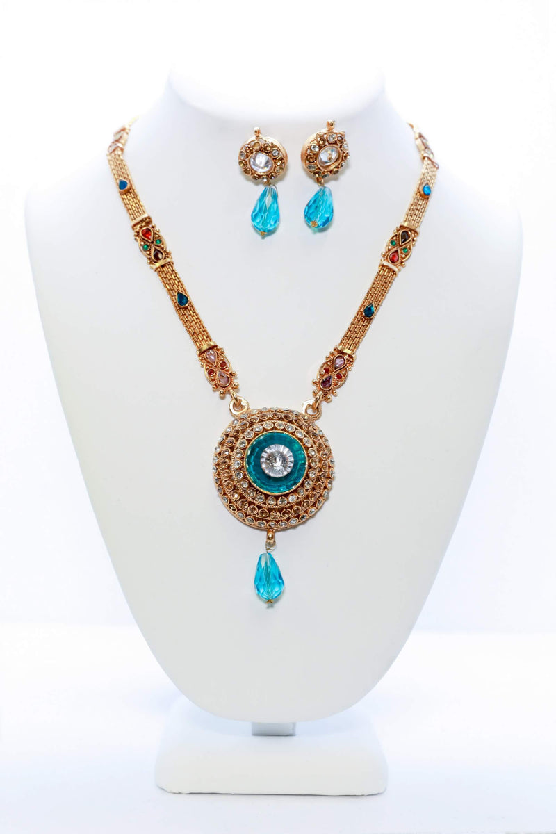 Gold and Blue Jewelry Set - South Asian Fashion & Unique Home Decor