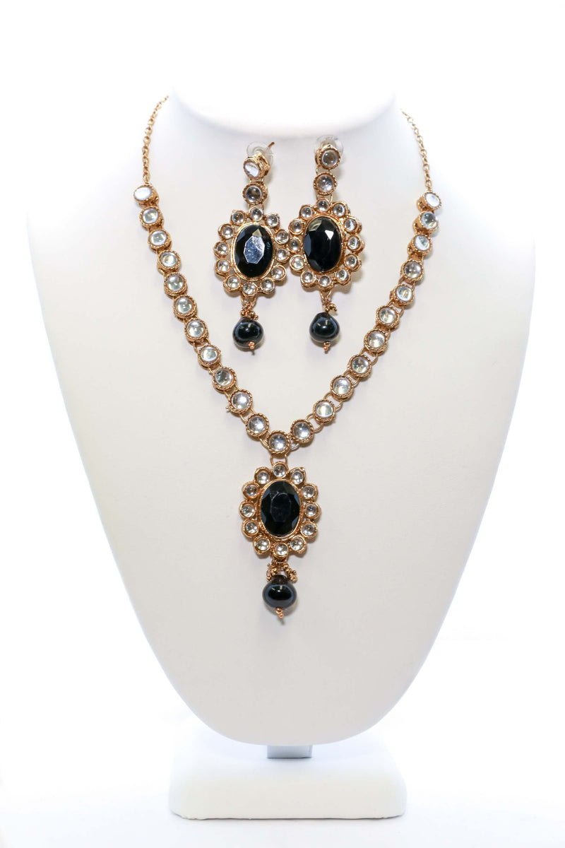 Golden and Black Necklace and Earring Set - Trendz & Traditionz Boutique 