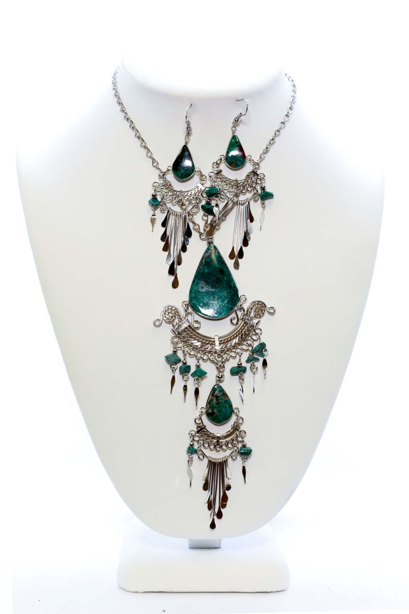 Silver Labradorite Statement Set - Trendz & Traditionz Boutique