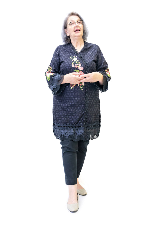 Black Embroidered Salwar Kameez - Kapray Suit - South Asian Fashion