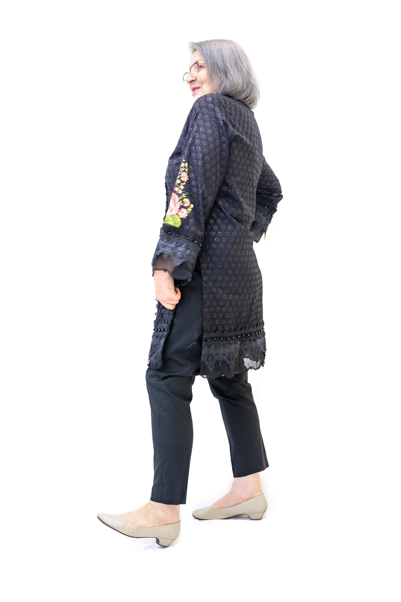 Black Embroidered Salwar Kameez - Kapray Suit - South Asian Fashion