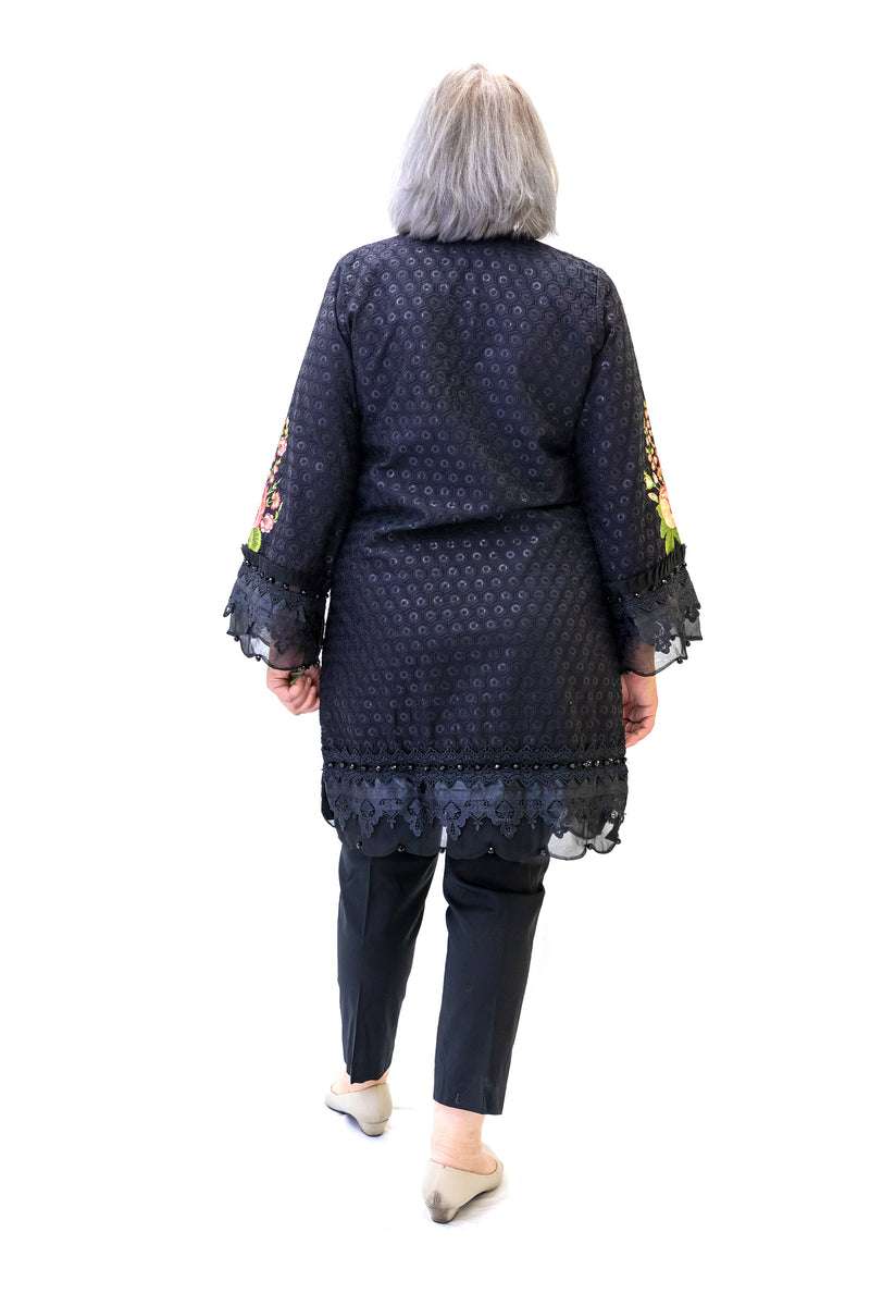 Black Embroidered Salwar Kameez - Kapray Suit - South Asian Fashion