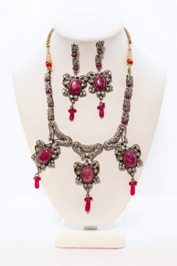 Red Necklace and Earring Set - South Asian Jewelry