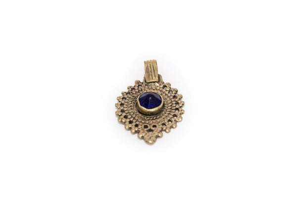Golden Pendant with Blue Stone - Trendz & Traditionz Boutique