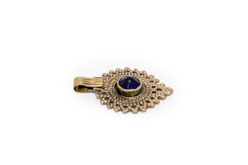 Golden Pendant with Blue Stone - Trendz & Traditionz Boutique