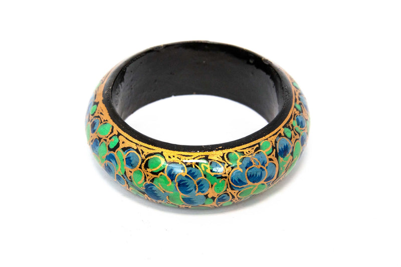 Hand Painted Blue Wooden Bangle - South Asian Fashion & Accessories