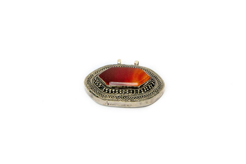 Gemstone & Turkish Silver - Large Pendant - South Asian Jewelry