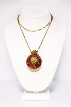 Necklace with Red and Gold Pendant - South Asian Fashion & Unique Home Decor