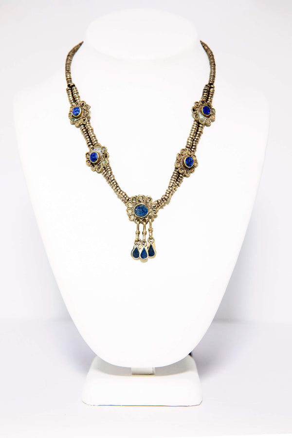 Turkish Silver Necklace - Lapis Lazuli Stones - South Asian Jewelry