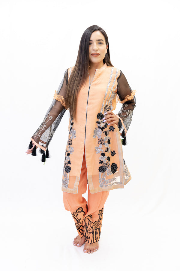 Orange Salwar Kameez-Suit - Erum Khan - South Asian Fashion & Unique Home Decor