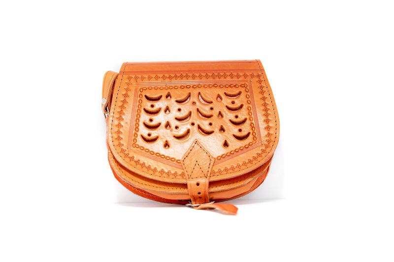 Orange Leather Purse - South Asian Fashion & Unique Home Decor
