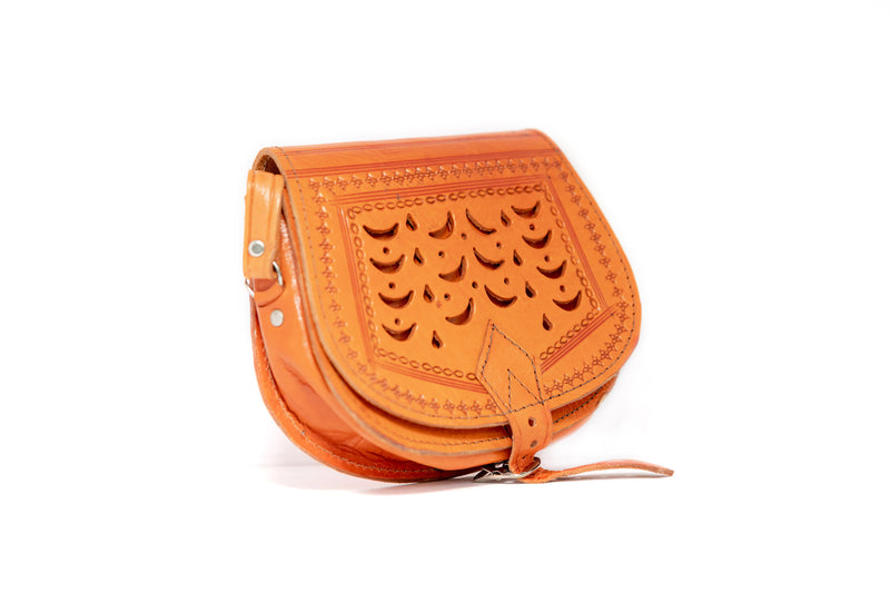 Orange Leather Purse - South Asian Fashion & Unique Home Decor