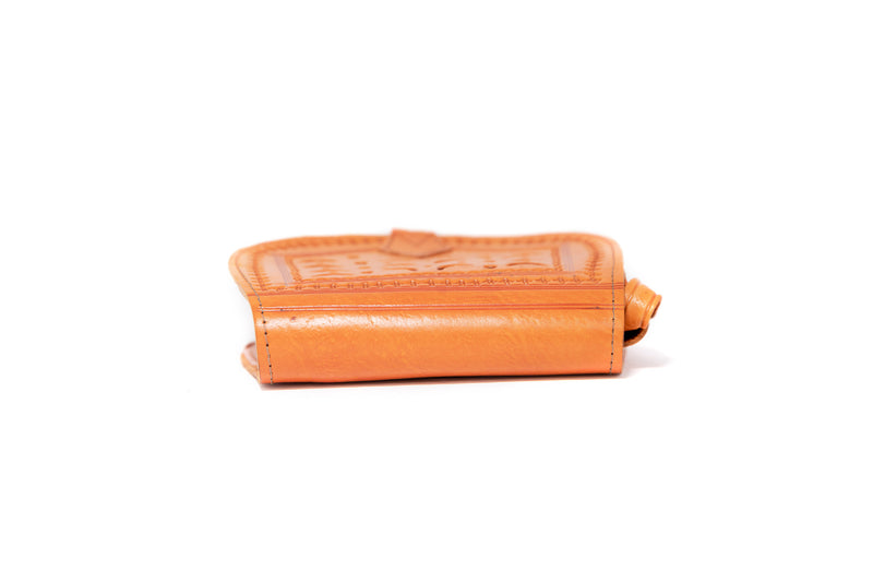 Orange Leather Purse - South Asian Fashion & Unique Home Decor