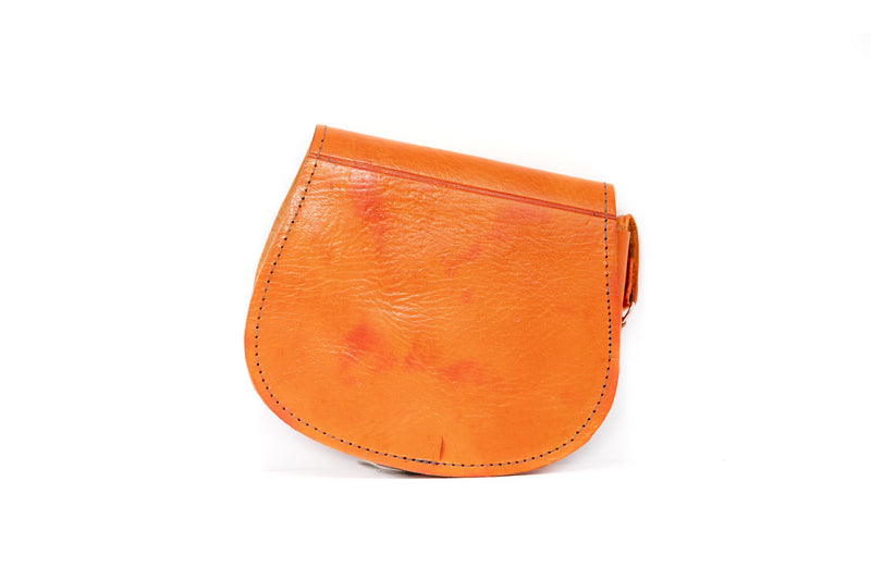 Orange Leather Purse - South Asian Fashion & Unique Home Decor