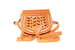 Orange Leather Purse - South Asian Fashion & Unique Home Decor