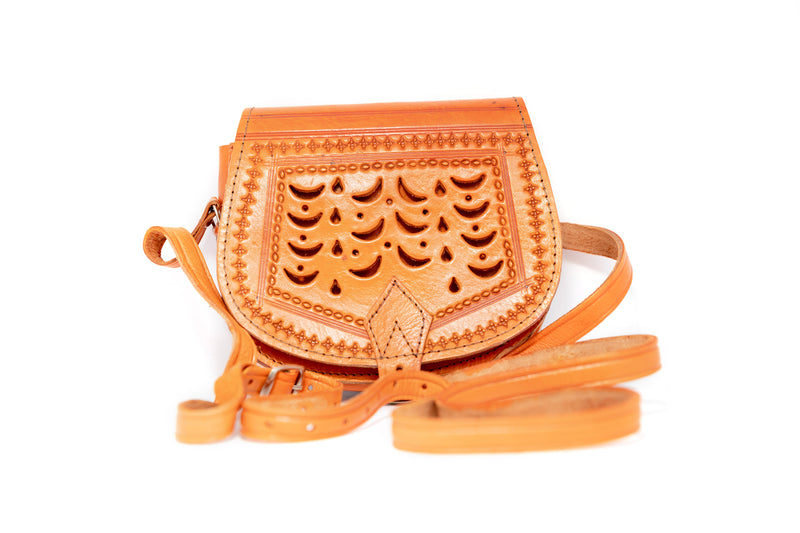 Orange Leather Purse - South Asian Fashion & Unique Home Decor