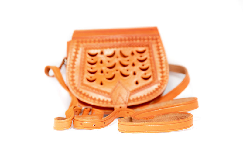 Orange Leather Purse - South Asian Fashion & Unique Home Decor