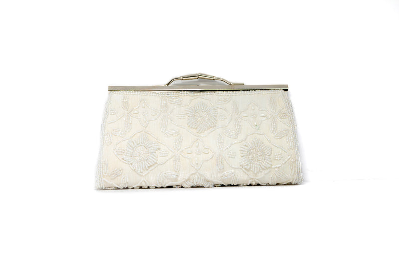 White Beaded Clutch Purse - South Asian Fashion & Unique Home Decor