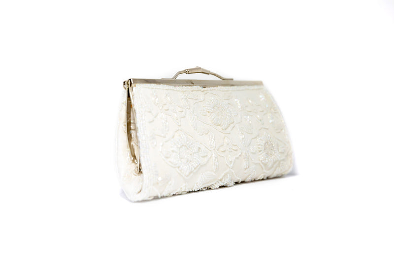 White Beaded Clutch Purse - South Asian Fashion & Unique Home Decor