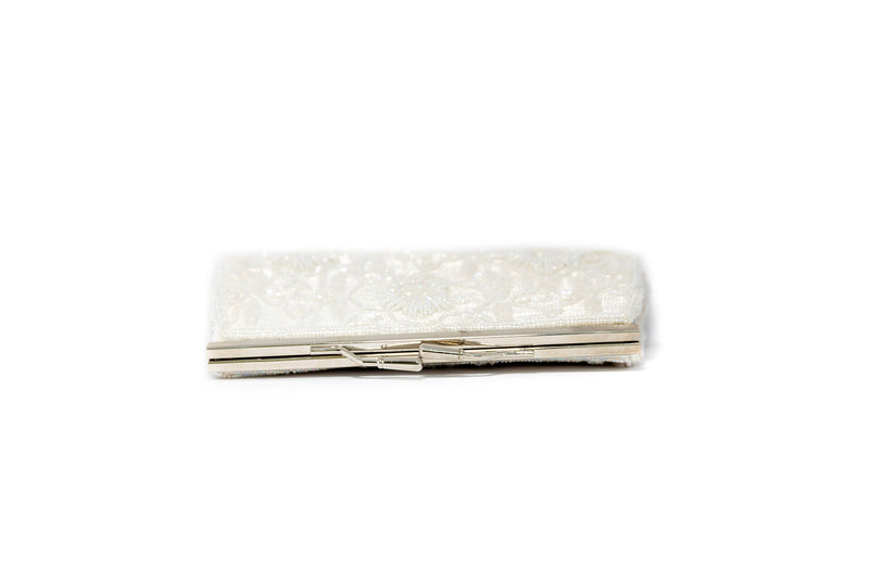 White Beaded Clutch Purse - South Asian Fashion & Unique Home Decor