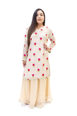 Beige Net Lengha - Skirt - South Asian Party Wear