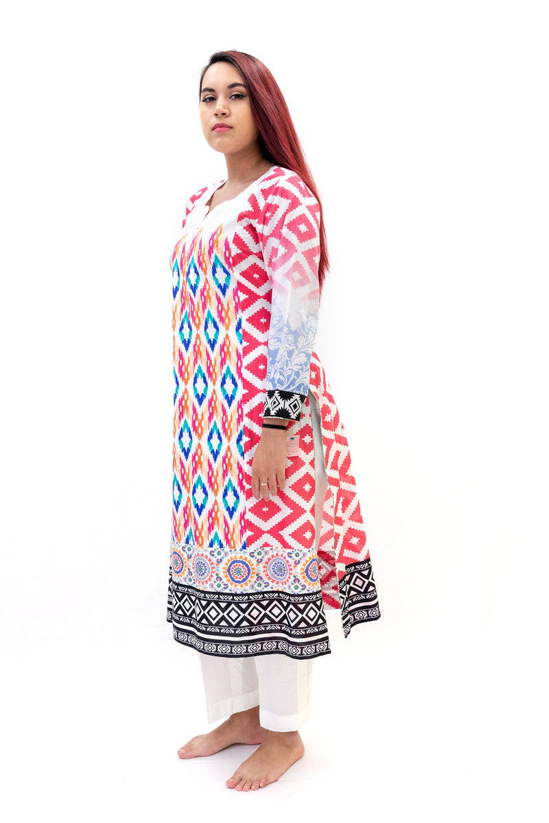 Hot Pink Multi Design Cotton Salwar Kameez-Suit - Trendz & Traditionz Boutique 