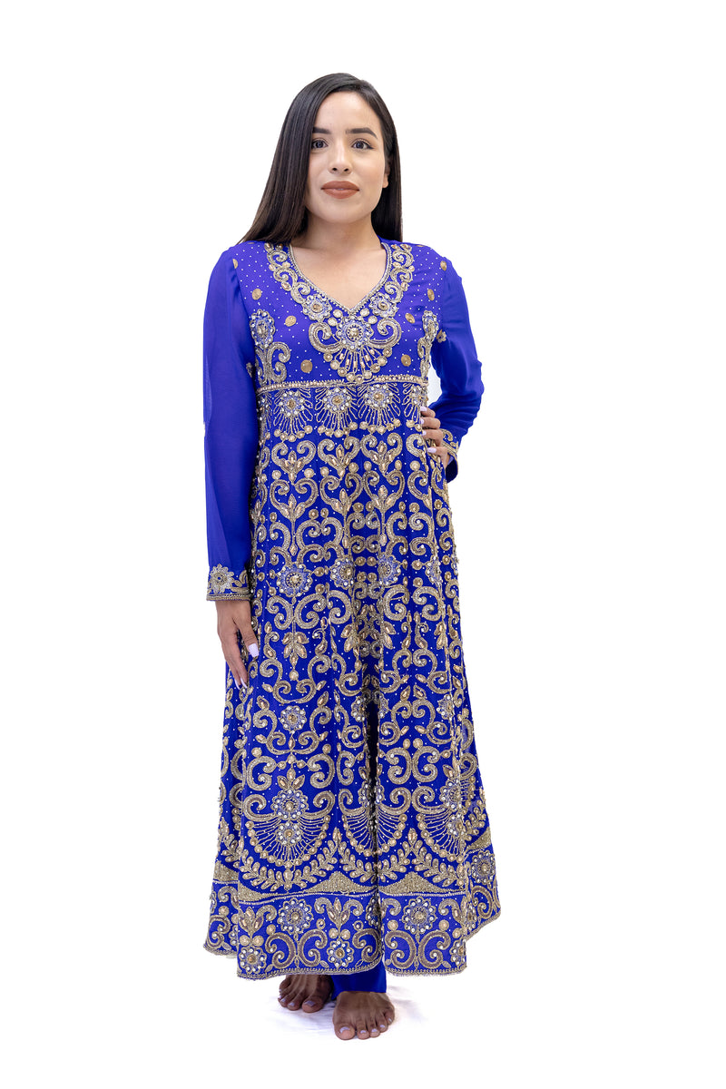 Royal Blue Evening Gown - South Asian Fashion & Unique Home Decor