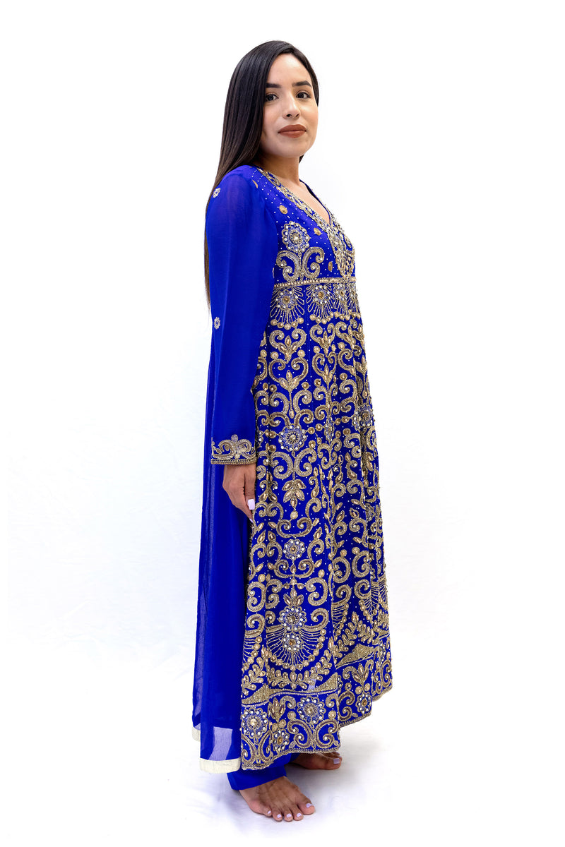 Royal Blue Evening Gown - South Asian Fashion & Unique Home Decor