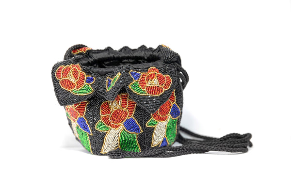 Floral Beaded Round Handbag - South Asian Fashion & Unique Home Decor